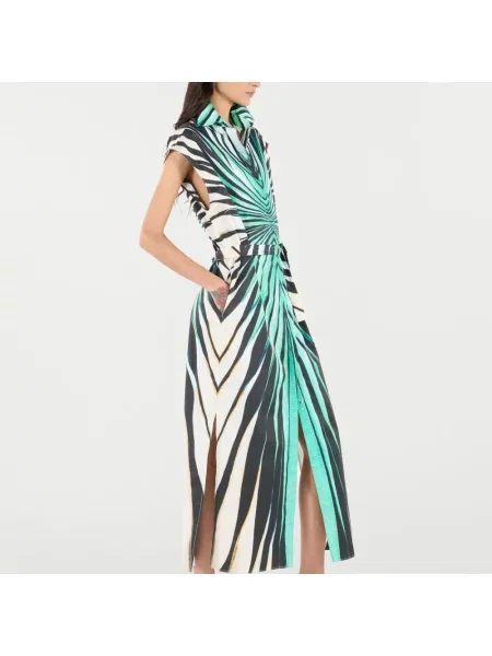 Sukienka midi Roberto Cavalli z nadrukiem niebieska