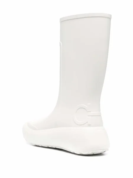 Botine Ferragamo chunky alb