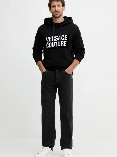 Кофта Versace Jeans Couture з капюшоном з принтом чорний