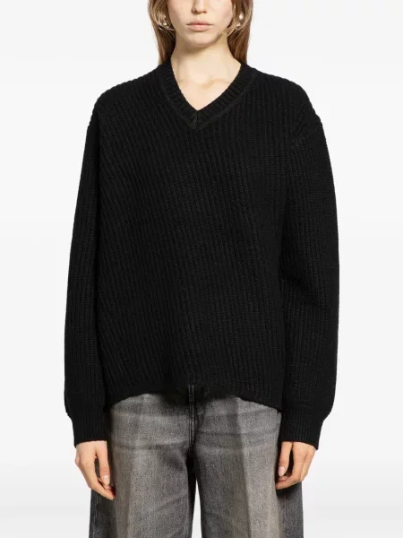 Pulover 6397 cu decolteu în V negru