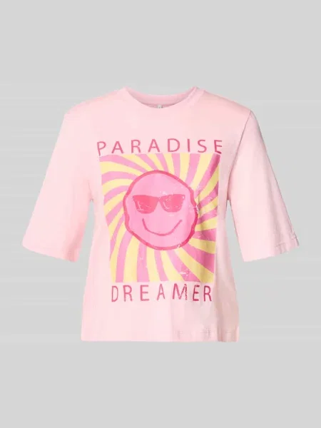 T-shirt o kroju relaxed fit z czystej bawełny model ‘CARTY’ Only różowa