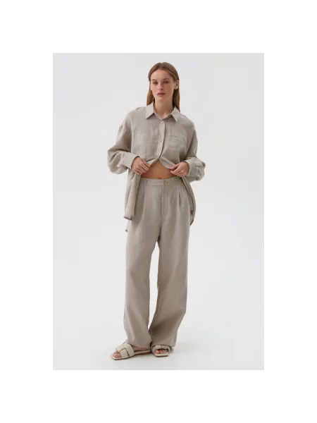 Лляні штани Estro бежеві