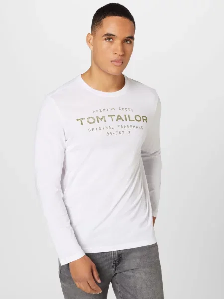 TOM TAILOR Tricou bleumarin oliv alb