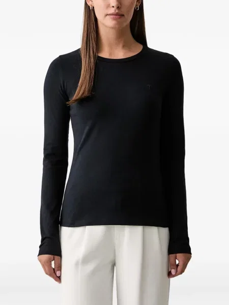 Lung tricou Trussardi cu broderie negru