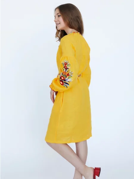 Детское платье Folk Moda желтое