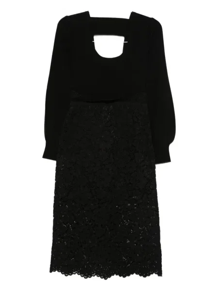 Rochie midi Twinset din dantelă până la genunchi de costum negru