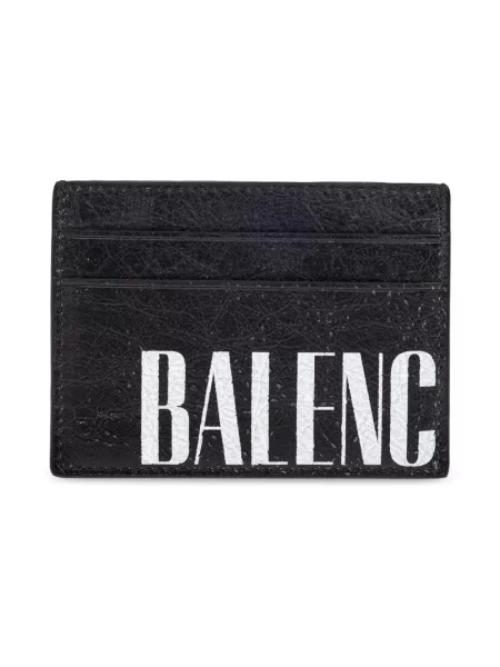 Lniany portfel Balenciaga czarny