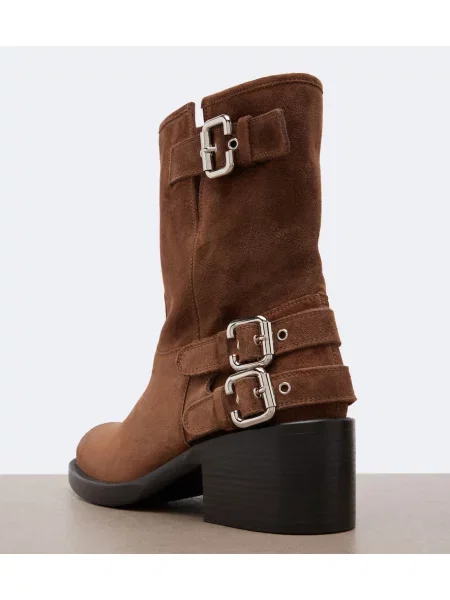 Botine Chloé din piele de căprioară maro