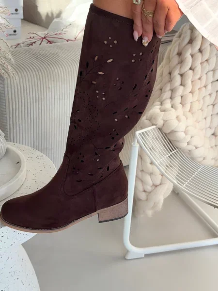 Škornji Boto s široko peto rjava