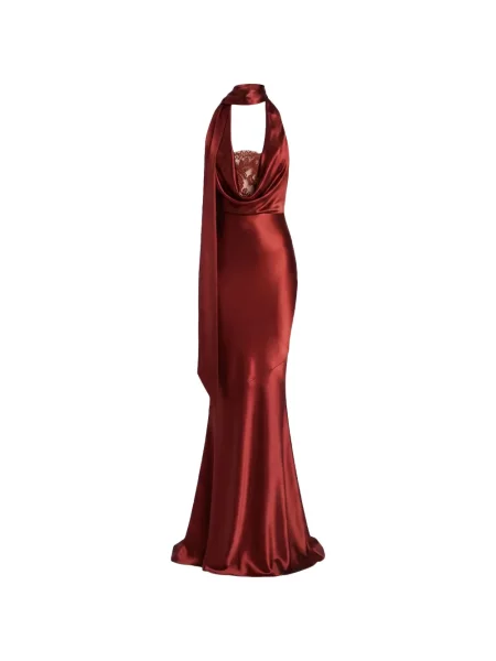 Rochie maxi Retrofete din dantelă roșu