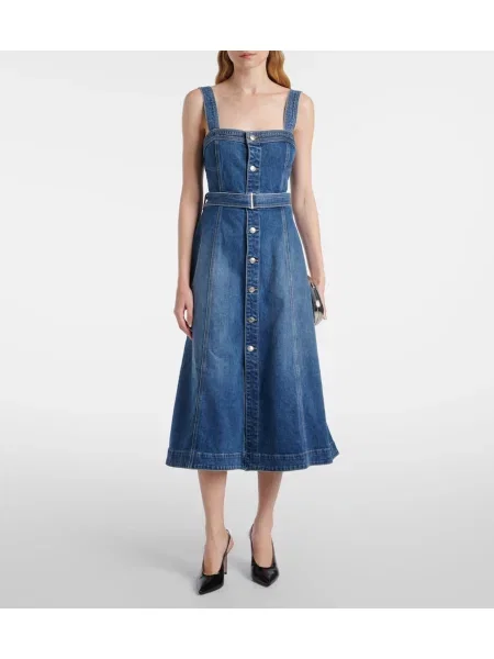 Rochie din denim Simkhai până la genunchi de costum alb