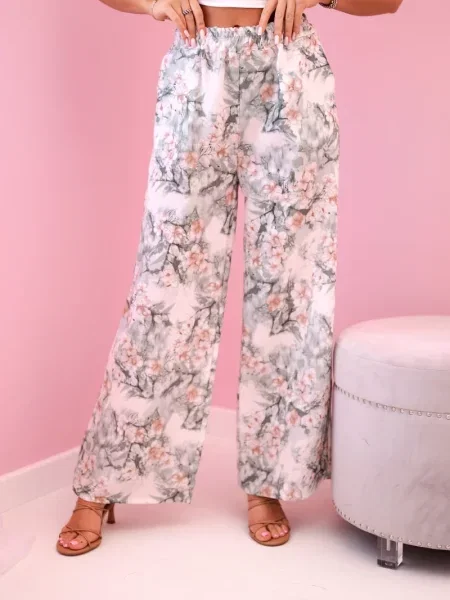 Hlače Kesi Włoski s cvetličnim vzorcem s potiskom