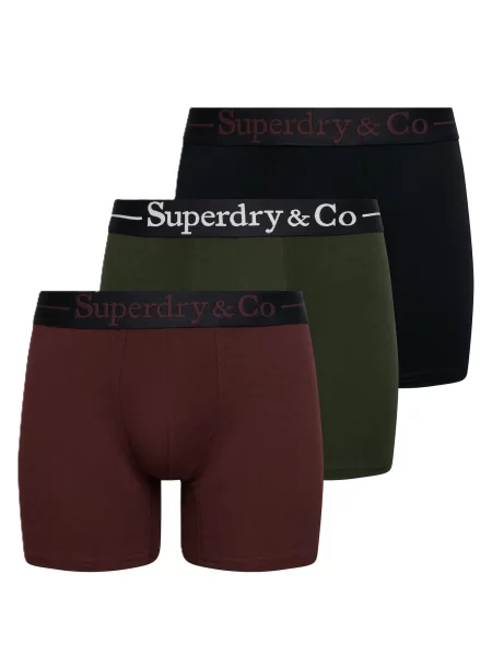 Superdry & Co Boxerky tmavě zelená / burgundská červeň černá