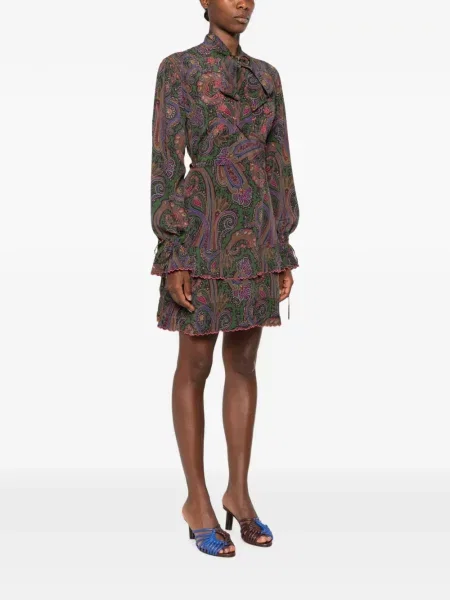 Rochie mini Etro cu imagine cu model paisley verde