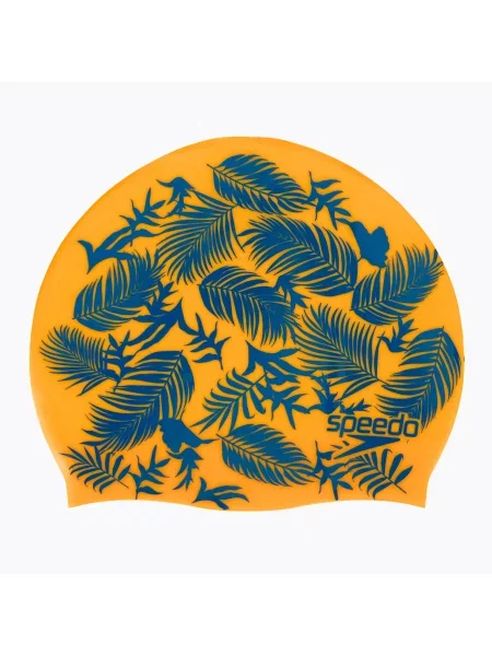 Детска шапка за плуване Speedo Slogan Print оранжево/синьо синьо