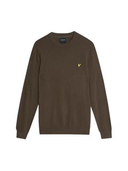 Bluza nierozpinana Lyle & Scott z wełny merino z okrągłym dekoltem brązowa