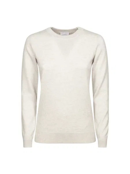 Sweter Brunello Cucinelli z kaszmiru beżowy