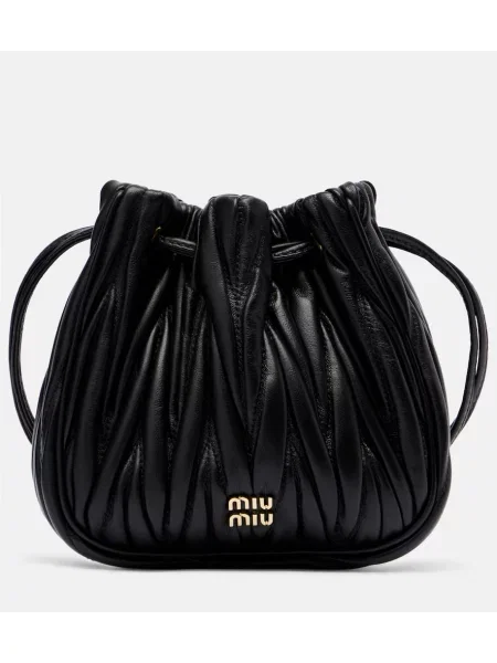 Usnjeni torbica Miu Miu črna