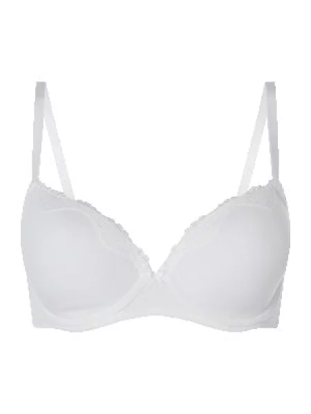 Biustonosz z fiszbinami z mieszanki bawełny z koronką Schiesser biały