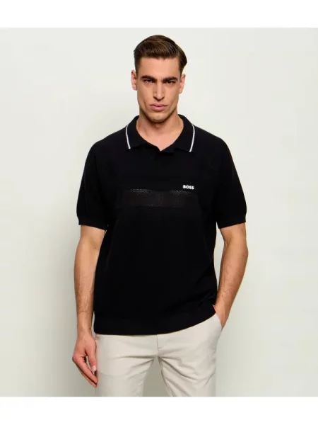 Tricou polo Boss Green negru