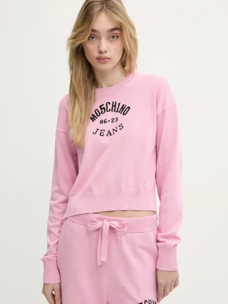 Moschino Jeans sweter lekki różowy