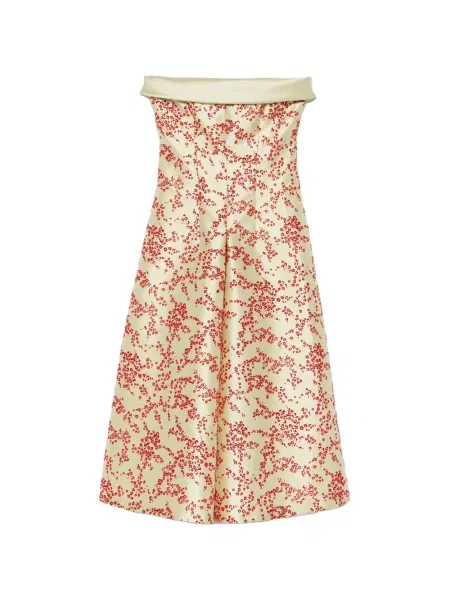 Rochie midi Alberta Ferretti cu model floral cu imagine fără bretele verde