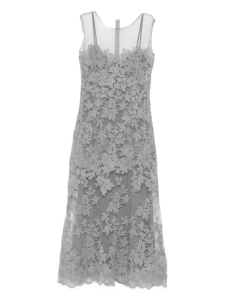 Костюм рокля Ermanno Scervino на цветя с дантела сиво
