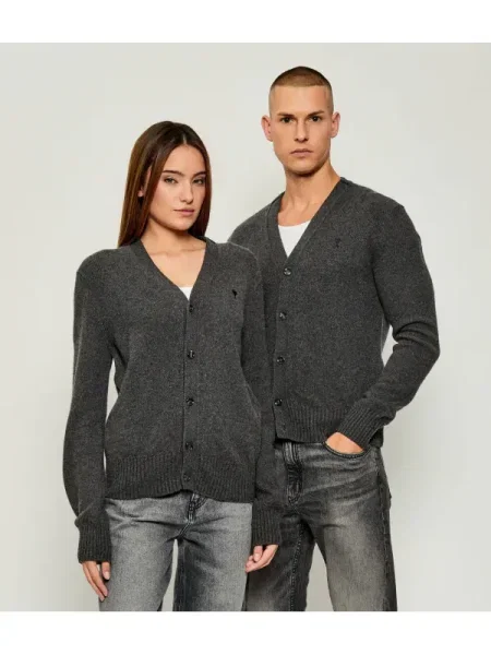 AMI Paris De cașmir cardigan cu adaos de lână gri