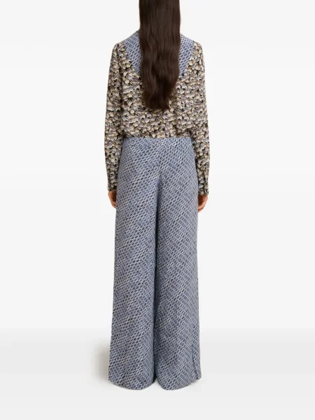 Pantaloni Marni de mătase cu imagine albastru