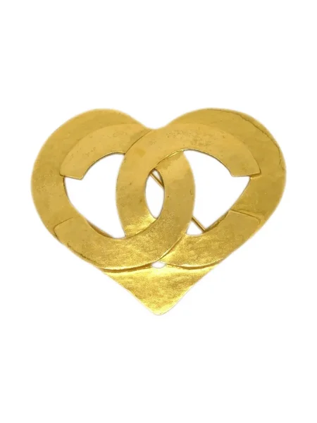 Brož Chanel Pre-owned se srdcovým vzorem zlatá