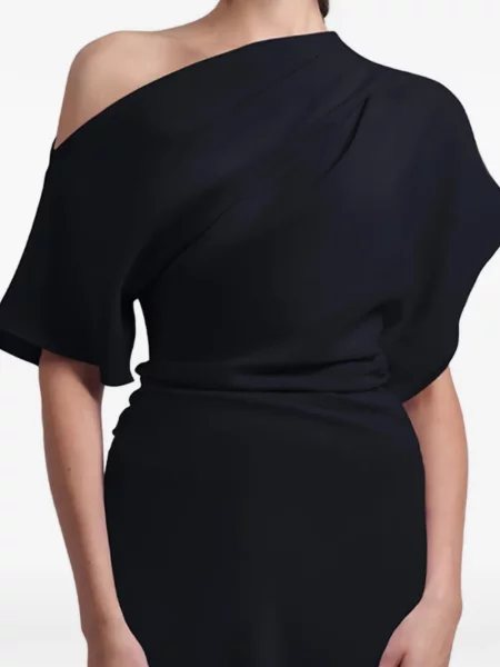 Rochie maxi Gemy Maalouf asimetrică drapată negru