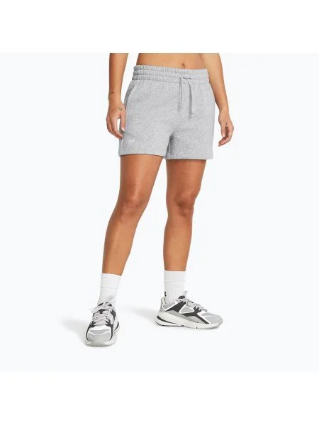 Дамски шорти за тренировка Under Armour Rival Fleece mod gray light heather/white бяло