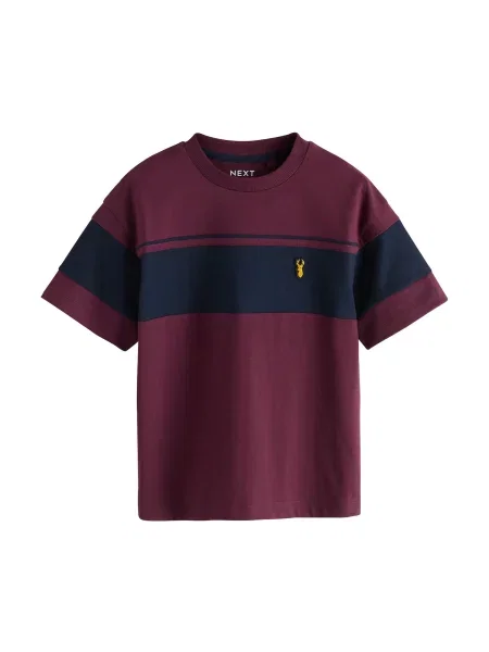 Next Tricou bleumarin / burgundy roșu