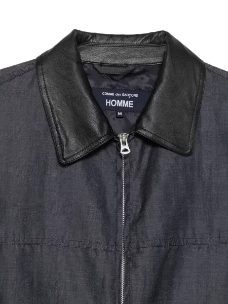 Με κολάρο δερμάτινο μπουφάν Comme Des Garçons Homme με μοτίβο ψαροκόκαλο μπλε