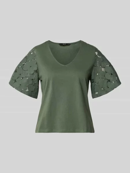 Bluzka o kroju regular fit z czystej bawełny model VILLA' Vero Moda zielona