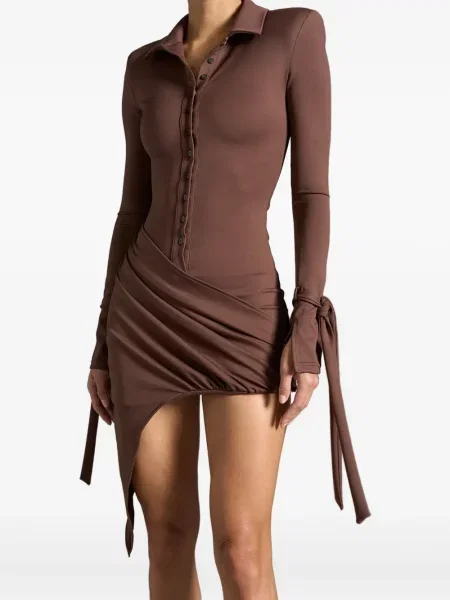 Rochie mini Manière De Voir drapată de costum maro