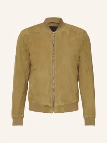 Kurtka AllSaints Morten Suede Bomber Olive Green XL zielony
