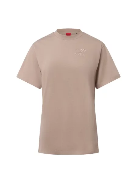 HUGO Koszulka Vintage Tee Kobiety jednolity M beżowy
