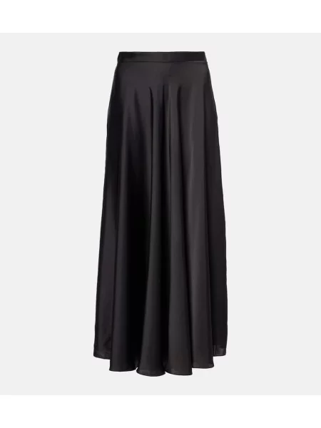 Fustă midi Balenciaga din satin până la genunchi negru