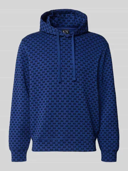 Bluza z kapturem o kroju regular fit z mieszanki bawełny Armani Exchange niebieska