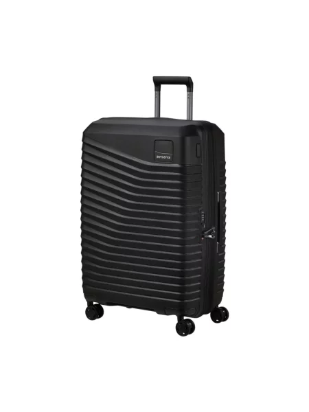 Lniana lekka walizka Samsonite czarna