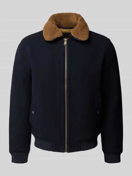 Kurtka z wykładanym kołnierzem i zamkiem błyskawicznym Jack & Jones Premium granatowa