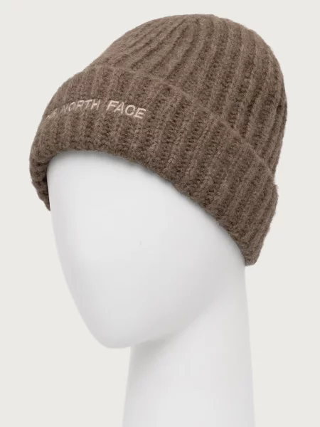 The North Face beanie kapa z dodatkom merina Fohair rjava