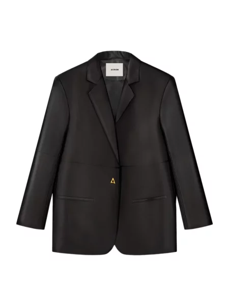 Marynarka áeron skórzana jednorzędowa casual czarna