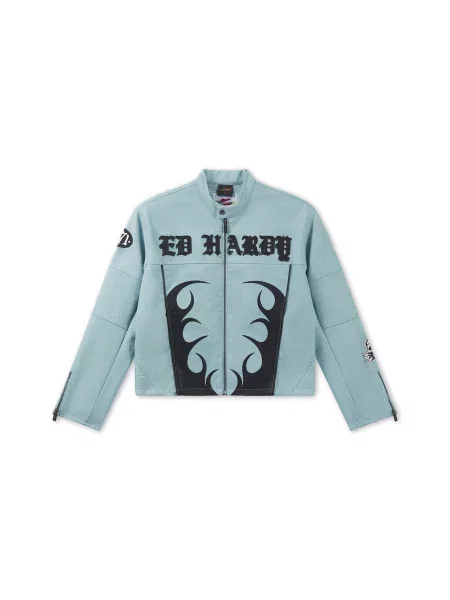 Ed Hardy Φθινοπωρινό και ανοιξιάτικο μπουφάν Gothic Flames μπλε ουρανού μαύρο
