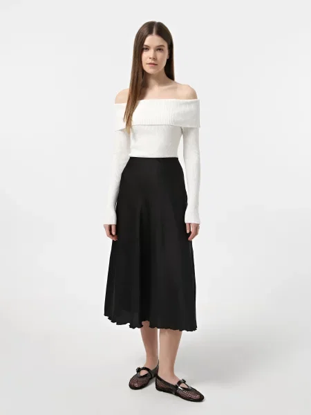 Спідниця міді Braska шовк чорний