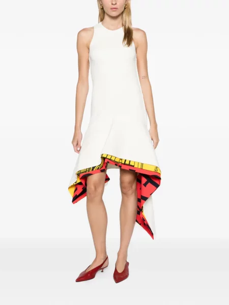 Rochie Loewe tricotate asimetrică alb