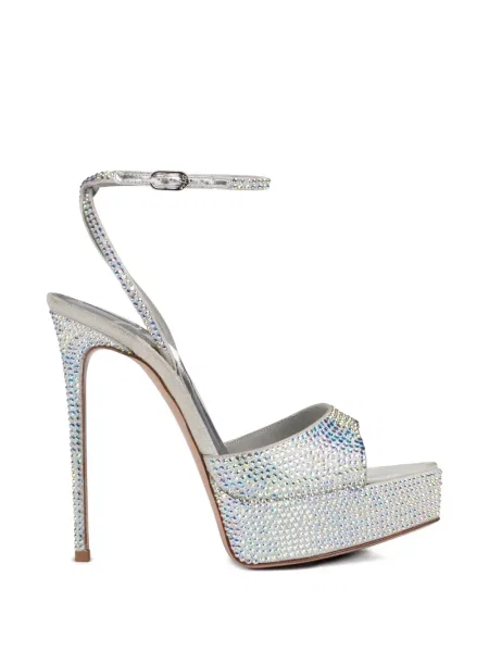 Papuci tip mules Le Silla de cristal argintiu