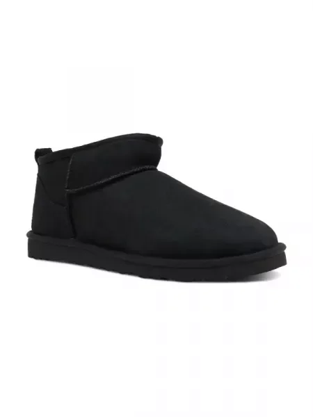 UGG Hótaposó Classic Ultra Mini gyapjú hozzáadásával fekete