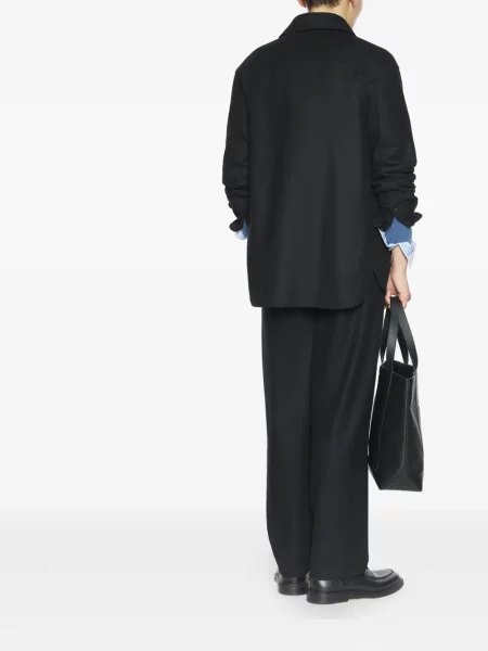 Vlněná košile Maison Kitsuné s výšivkou černá